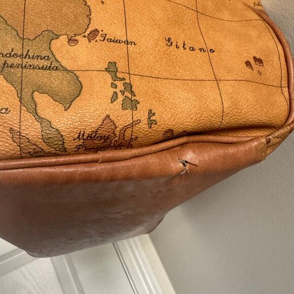 Vintage‎ Gitano World Map Duffle Bag Travel Carry On Luggage Atlas Leather - Picture 11 of 13